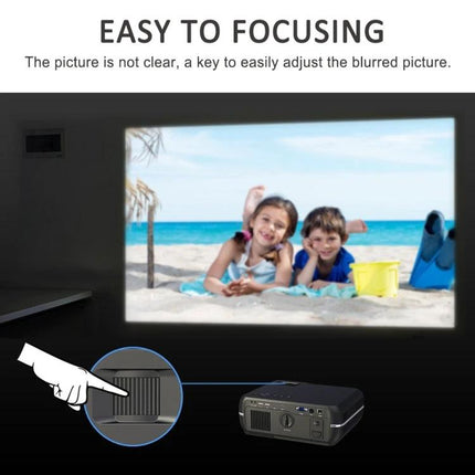 Portable Smart Projector for Wireless Streaming and Presentations showing easy focusing and screen mirroring for beach photo playback