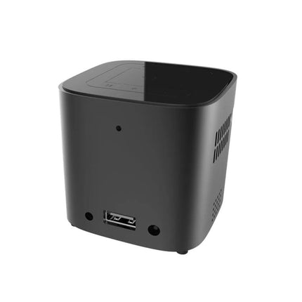 WEJOY Mini Portable Projector for Everyday Home Viewing compact black wireless mini projector showing USB port and ventilation