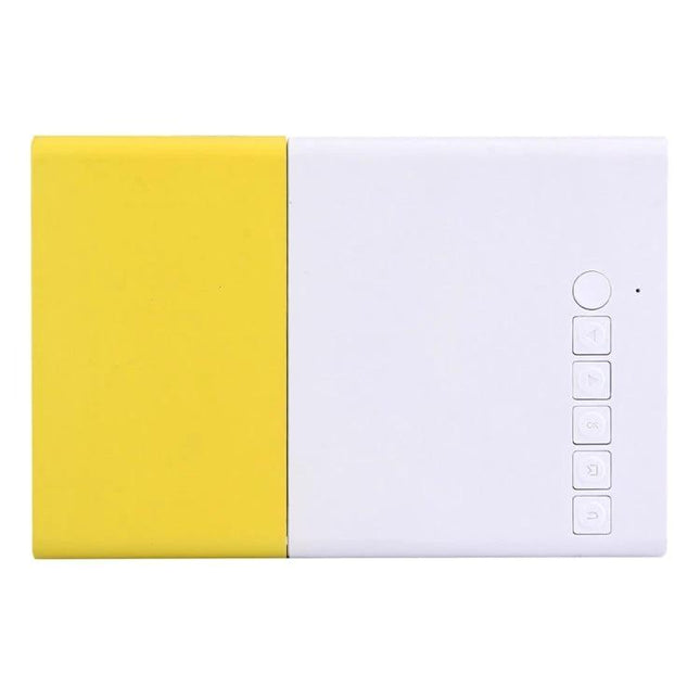Portable LED Projector for Home Movie Nights and Presentations - compact yellow/white portable LED projector with control buttons and HDMI-ready ports