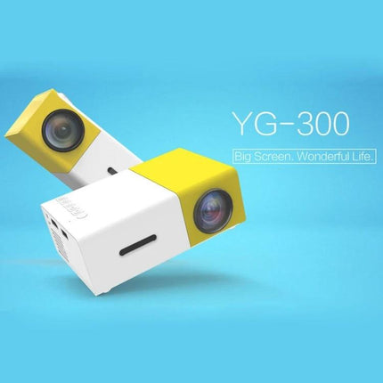 Portable LED Projector for Home Movie Nights and Presentations - compact yellow-white YG-300 projector for living room and meetings