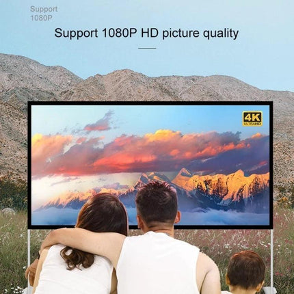 Folding 100-Inch Projector Screen with Bracket for Outdoor Use - couple watching outdoor movie with sturdy metal frame and clear 1080P/4K display