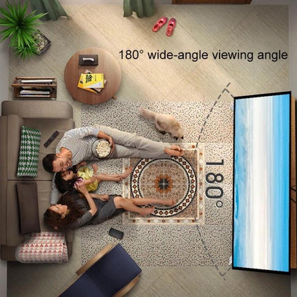 Folding 100-Inch Projector Screen with Bracket for Outdoor Use showing family enjoying 180° wide-angle outdoor movie setup