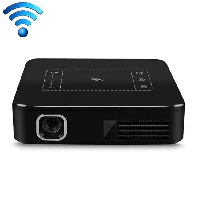Compact Mini Projector for Wireless Home Theater Viewing - compact black wireless projector with built‑in Android for phone streaming