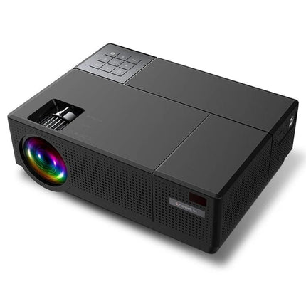 Cheerlux CL770 Smart Projector for Movies and Presentations showing black projector with lens and control panel, 1080P Android 9.0 for home theater and presentations