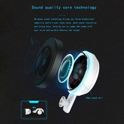 Shinecon Virtual Reality Glasses for 4.7-6.1 Inch Smartphones with Headset showing exploded 42mm sound unit and cushioned headphone components
