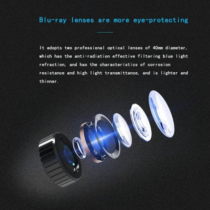 Shinecon Virtual Reality Glasses for 4.7-6.1 Inch Smartphones with Headset showing exploded blue-ray lens assembly and lightweight headset features