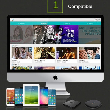 Shinecon Virtual Reality Glasses with Bluetooth Controller for Games displayed with desktop and multiple mobile devices showcasing compatible streaming content