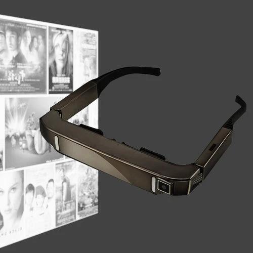 Virtual Reality Headset for Immersive 3D Entertainment and Media shown in black wearable glasses with Android-powered compact design