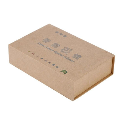 Virtual Reality Headset for Immersive 3D Entertainment and Media packaged in eco-friendly kraft box showing product branding and icons