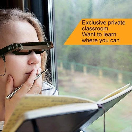 Virtual Reality Headset for Immersive 3D Entertainment and Media - woman wearing compact Android VR headset reading notebook by a window, WiFi-ready
