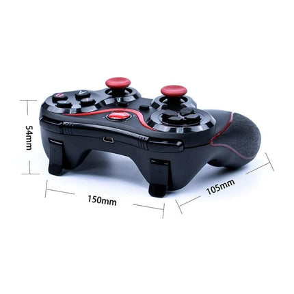 Bluetooth Gamepad for Home and Travel Gaming Sessions - compact wireless controller with dual analog sticks and red accents for mobile, PC, and travel use
