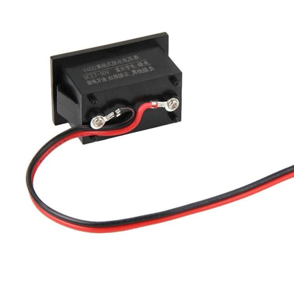 Waterproof Mini Digital Voltage Meter for Everyday Electrical Use compact waterproof black meter with red and black wires for battery and automotive checks