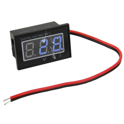 Waterproof Mini Digital Voltage Meter for Everyday Electrical Use - compact waterproof DC voltmeter with blue LED display and red/black probe wires