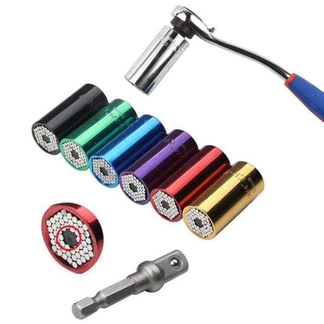 DTBird Torque Wrench Head Set 7 to 19mm for Power Drills with multicolor universal sockets and hex adapter for DIY furniture assembly