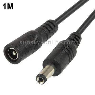 DC Barrel Power Cable 5.5x2.1mm Female to Male 1m Black – 1m black DC power cable with 5.5×2.1mm female to male barrel connectors