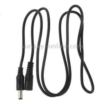 DC Barrel Power Cable 5.5x2.1mm Female to Male 1m Black connecting LED controller to power supply, 1m black cable with female and male barrel ends