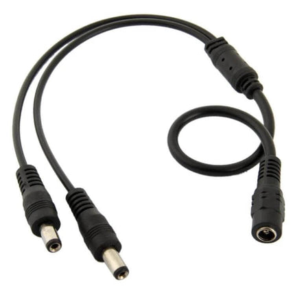 DC Power Cable 5.5x2.1mm Female to Two Male Barrel Connectors for LED Controller black split cable with one female and two male barrels