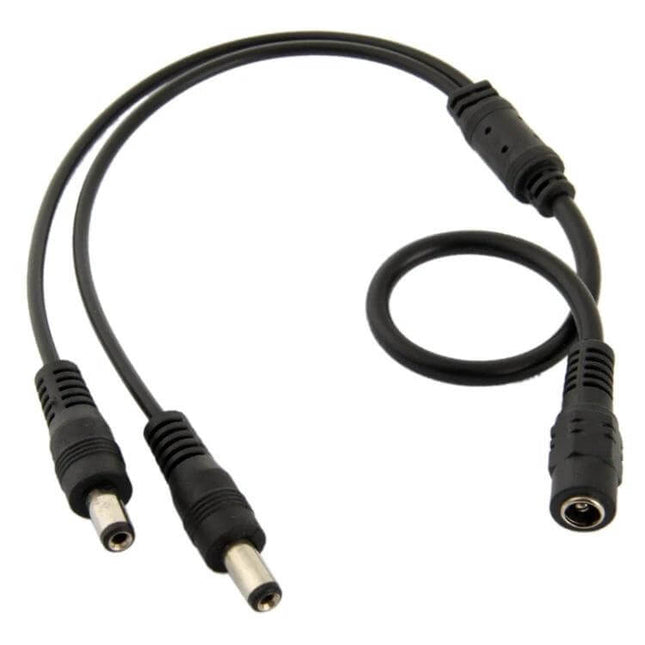 DC Power Cable 5.5x2.1mm Female to Two Male Barrel Connectors for LED Controller black split cable with one female and two male barrels