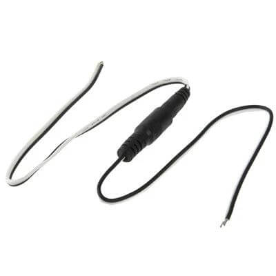 DC Power Extension Cable 5.5x2.1mm for LED Light Controller, 40cm — male/female barrel cable with PVC jacket and push‑in connectors
