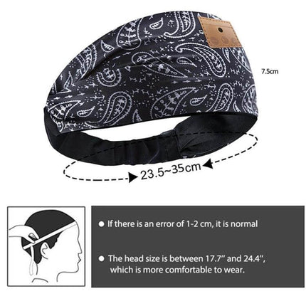 Sleep Headphones Wireless Headband, Deep Blue For Sleep And Training - deep blue patterned soft headband with built-in speakers and adjustable strap