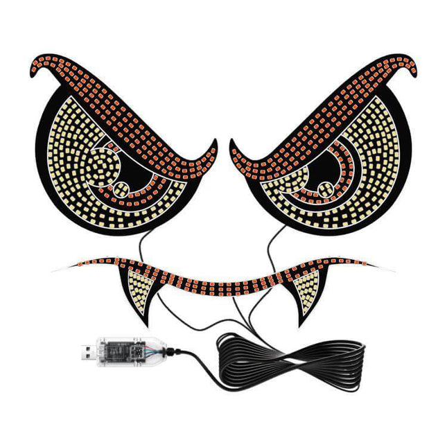 Demon Eye Car LED Ambient Light USB Powered Interior Accent — USB-powered eye-shaped interior LED strips with wiring and USB plug