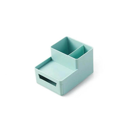 Desk-Top Pen Holder and Storage Box Grey White For Organization compact grey-white ABS organizer with stacked modular compartments for pens clips and small items