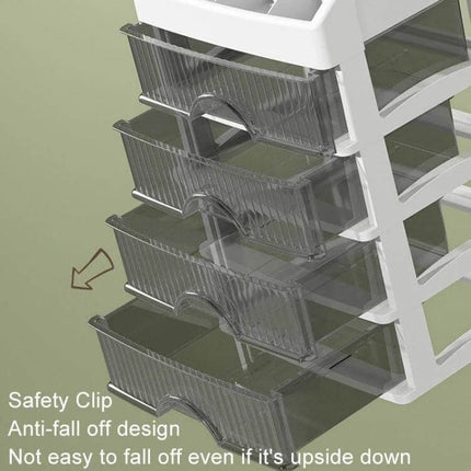 Desktop Drawer Organizer Five Layer White for Cosmetics and Jewelry - clear five-layer desktop drawer organizer with anti-fall safety clip