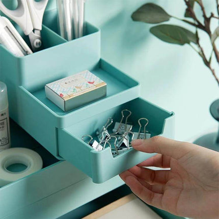 Desktop Removable Assembled Small File Storage Box Blue compact blue ABS desktop organizer with removable stacked drawers and hand pulling drawer