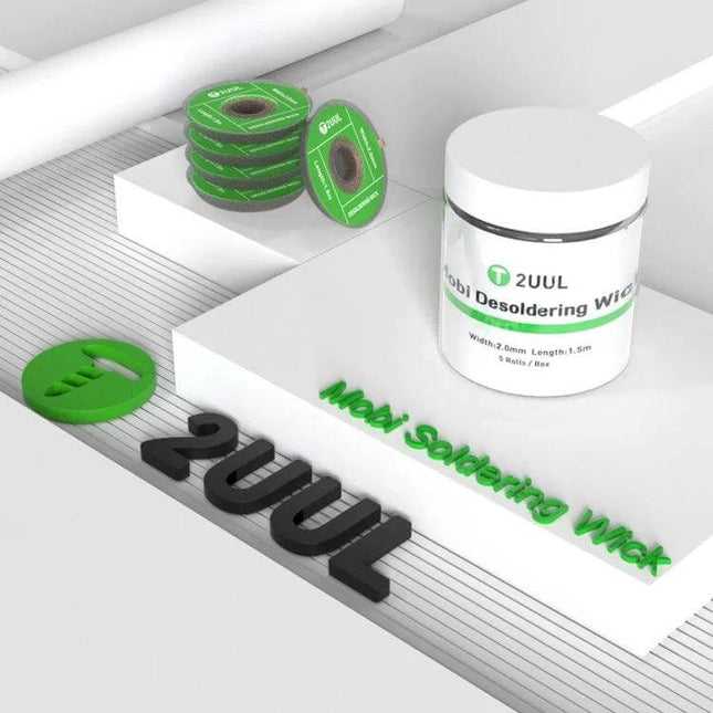 Desoldering Wick 2mm By 1.5m For Precision Electronics Repairs - 2mm width, 1.5m length spool and jar for PCB solder removal