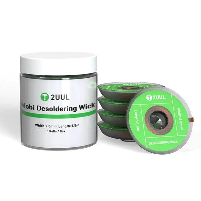 Desoldering Wick 2mm By 1.5m For Precision Electronics Repairs - 2mm x 1.5m rolls packed for PCB solder removal and clean pad restoration