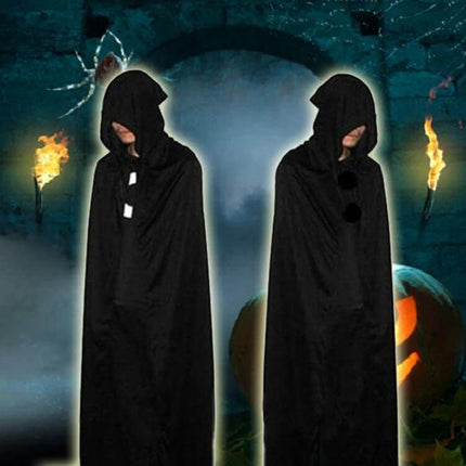 Devil Cloak With Cap For Halloween Parties And Gatherings - black hooded cloak with integrated cap for spooky costume