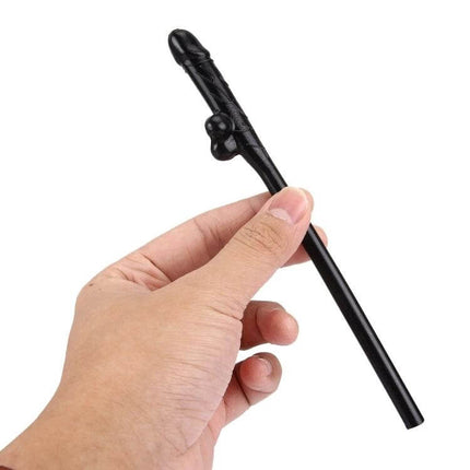 Dicky Sipping Straw for Parties, Black, 19cm, Fun Party Accessory - black novelty 19cm party straw held in hand for bachelor or bachelorette favors