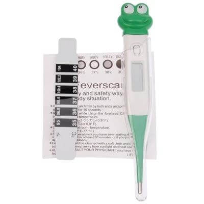 Digital Baby Thermometer With Flexible Probe For Home Use white-green flexible probe thermometer with frog cap and LCD display