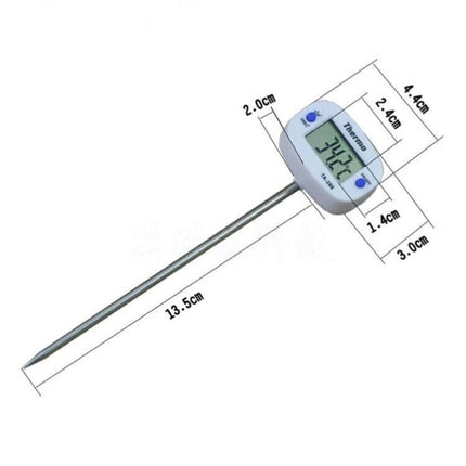 Digital Kitchen Thermometer With Stainless Steel Probe For Cooking showing rotatable LCD, 15cm probe and measurement markings