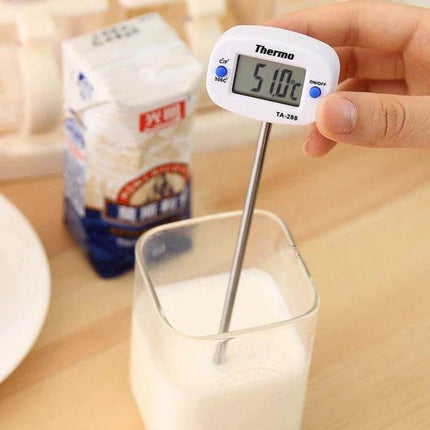 Digital Kitchen Thermometer With Stainless Steel Probe For Cooking measuring milk temperature with 180° rotatable LCD display