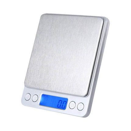 Digital Scale With Stainless Steel Platform For Jewelry And Coins compact 4x4in platform 2kg capacity, blue LCD for precise jewelry and coin weighing