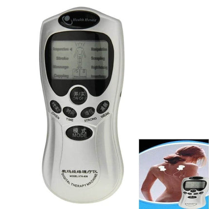 Digital Therapy Massager For Body Pain Relief At Home handheld unit with LCD and electrode pads for neck and shoulder tension relief