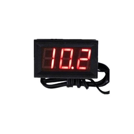 Digital Thermometer With 1.9-Inch LED Display For Indoor Use showing red 1.2°C reading with compact black body and 20cm power lead