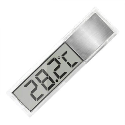 Digital Wireless Aquarium Thermometer With External LCD showing 28.2°C on high-brightness external LCD attached to aquarium glass
