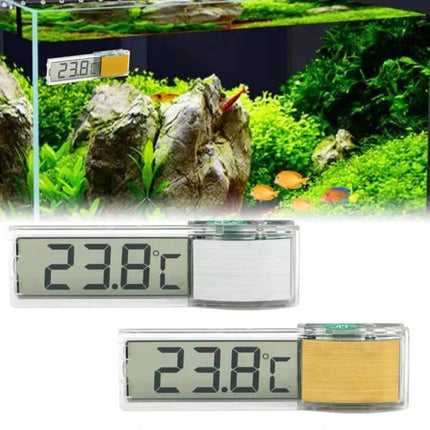 Digital Wireless Aquarium Thermometer With External LCD attached to aquarium glass showing 23.8°C on high-brightness external LCD