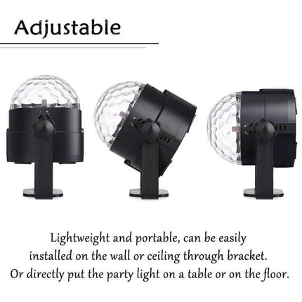 Disco Ball Party Light Sound Activated For Parties And Events compact adjustable RGB rotator, wall or ceiling mountable 3W party light