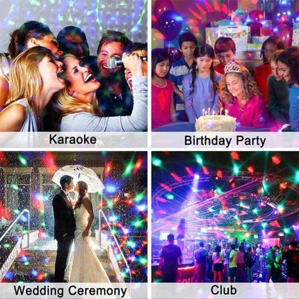 Disco Ball Party Light Sound Activated For Parties And Events showing karaoke, birthday, wedding ceremony and club RGB rotating effects