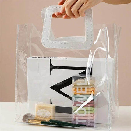 Disposable Compressed Towels 14 Pack For Travel And Daily Use - clear travel tote with skincare, brushes and compressed towel stack