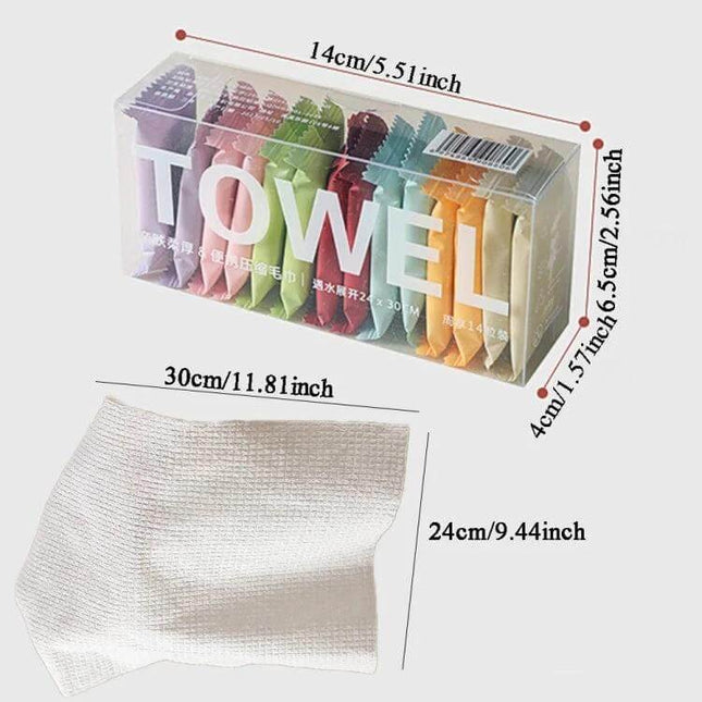 Disposable Compressed Towels 14 Pack For Travel And Daily Use - soft absorbent cotton travel wipes in colorful compact packaging
