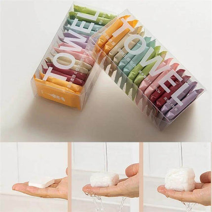 Disposable Compressed Towels 14 Pack For Travel And Daily Use - colorful individually wrapped compressed cotton towels for travel, gym, makeup removal