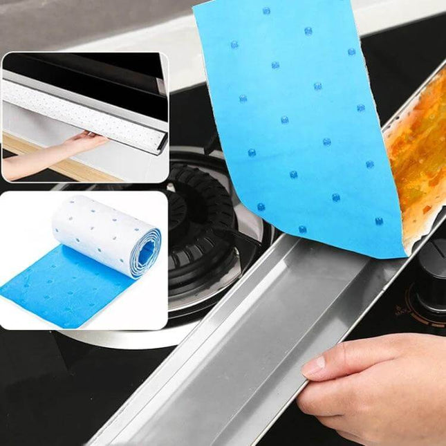Disposable Oil Groove Suction Paper for Cooker Hoods 7x90cm Regular - blue oil-absorbing liner in hood groove preventing spills and simplifying cleanup