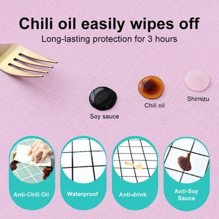 Disposable PVC Tablecloth 140x180 For Family Meals pink hemp-texture non-slip waterproof surface resists chili oil soy sauce spills