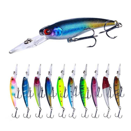 Diving Minnow Hard Lure Biomimetic 9.5 Cm For Freshwater Fishing - 9.5cm 7.2g diving minnow lure with 3D eyes, plastic body and metal hooks in assorted colors