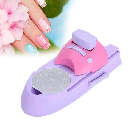 DIY Nail Art Printing Stamp Machine Set For At Home Manicures pink purple handheld stamper with nail templates for quick home manicures