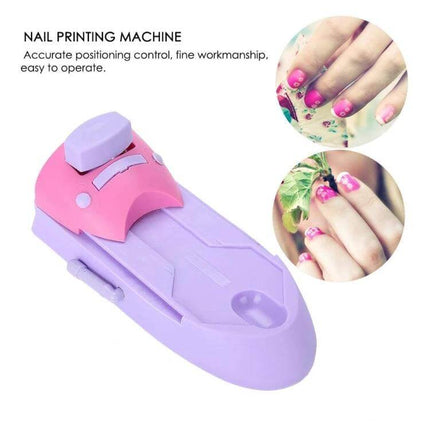 DIY Nail Art Printing Stamp Machine Set For At Home Manicures - portable pink and purple automatic nail printing device for DIY manicure